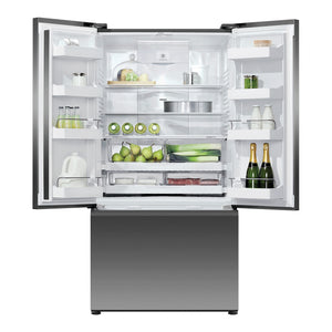 Fisher & Paykel 569L Stainless Steel Black Series 7 French Door Fridge RF610ANUB5, Front View with Door Open