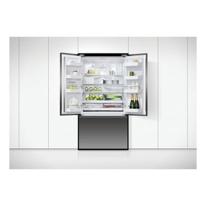 Fisher & Paykel 569L Stainless Steel Black Series 7 French Door Fridge RF610ANUB5, Front View with Door Open