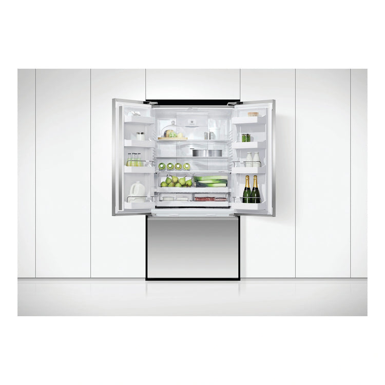 Fisher & Paykel 569L Stainless Steel Series 7 French Door Fridge RF610ANUX5, Front View with Door Open