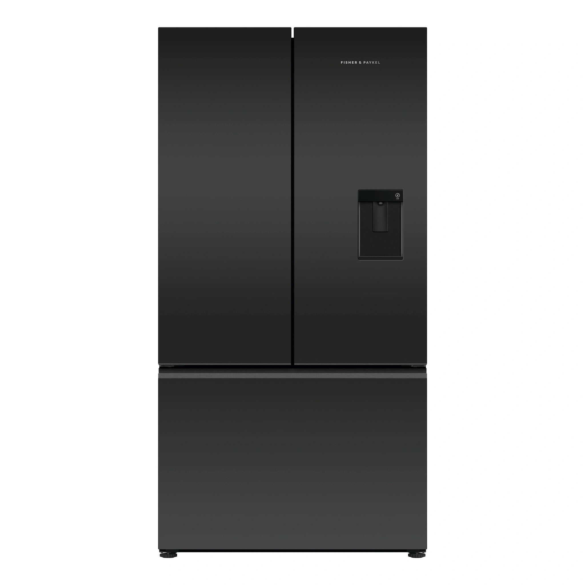 Fisher & Paykel 569L Black Glass Series 7 French Door Fridge RF610AZUB5, Front View
