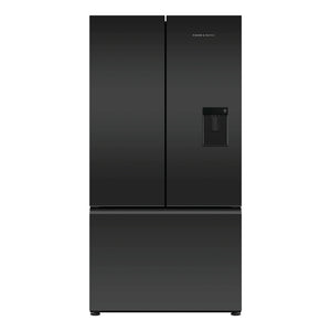Fisher & Paykel 569L Black Glass Series 7 French Door Fridge RF610AZUB5, Front View