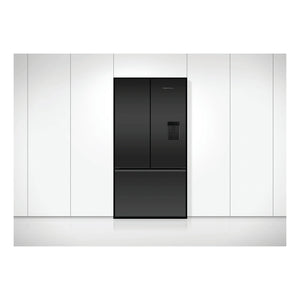 Fisher & Paykel 569L Black Glass Series 7 French Door Fridge RF610AZUB5, Front View
