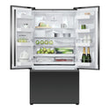 Fisher & Paykel 569L Black Glass Series 7 French Door Fridge RF610AZUB5, Front View With Door Open