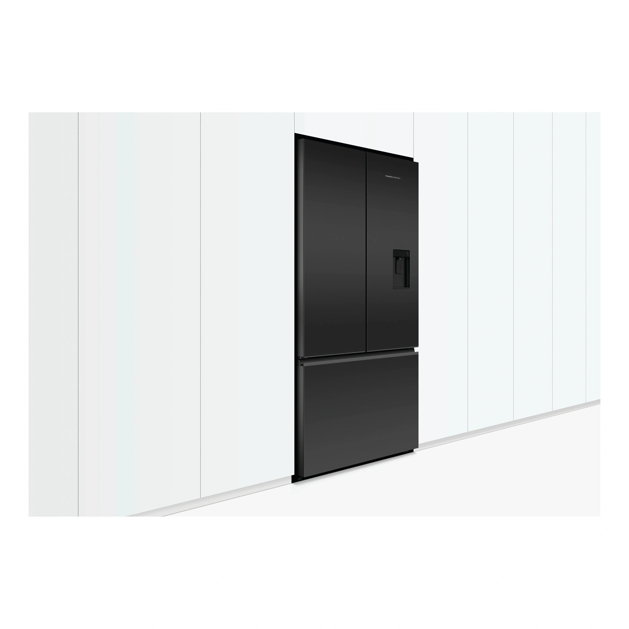 Fisher & Paykel 569L Black Glass Series 7 French Door Fridge RF610AZUB5, Front View Left Side