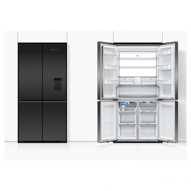 Fisher & Paykel RF730QZUVB1 690L Quad Door Fridge Black Steel