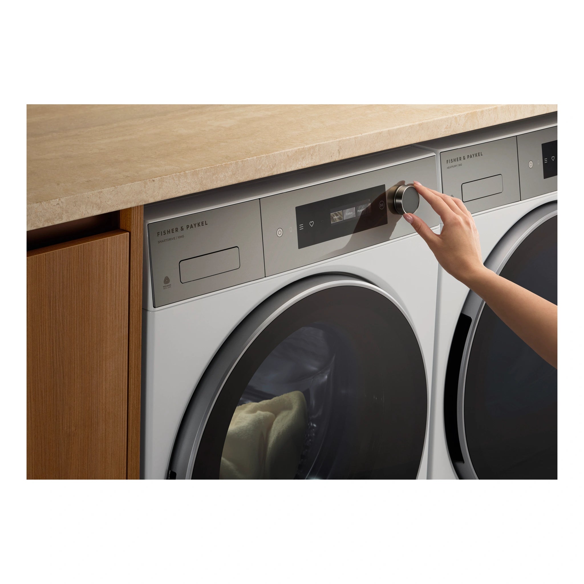 Fisher & Paykel 10kg Series 7 White Front Load Washing Machine WH1060D5, Control Panel View