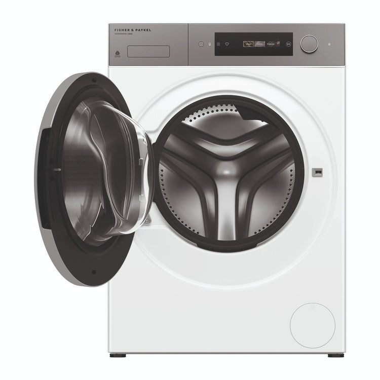Fisher & Paykel 10kg Series 7 White Front Load Washing Machine WH1060D5, Front View with Door Open