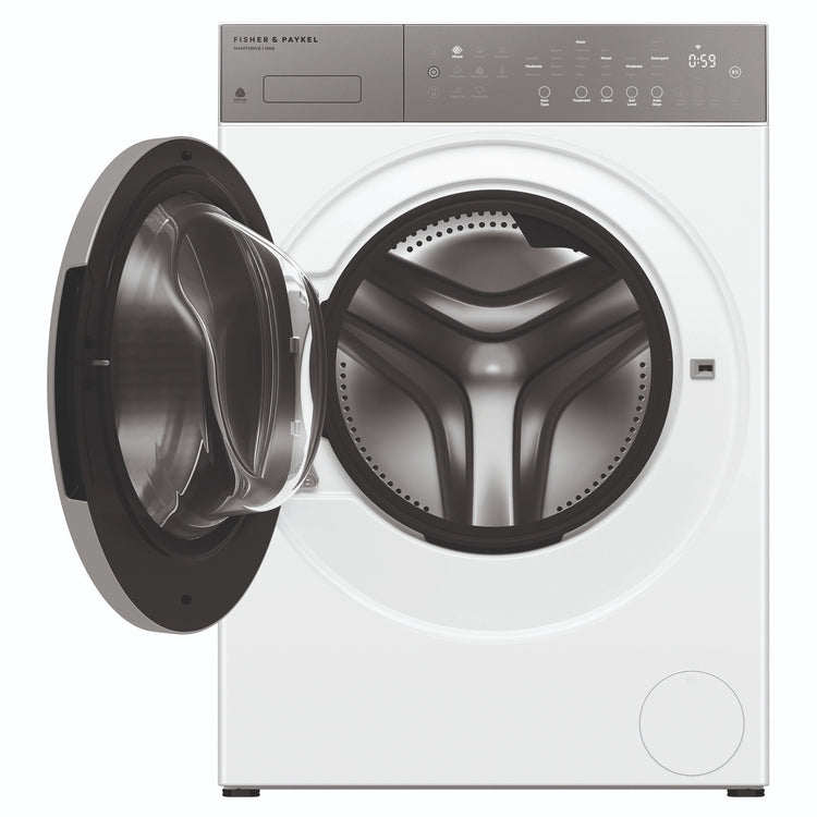 Fisher & Paykel 10kg Series 5 White Front Loader Washer WH1060P5, Front View with Door Open