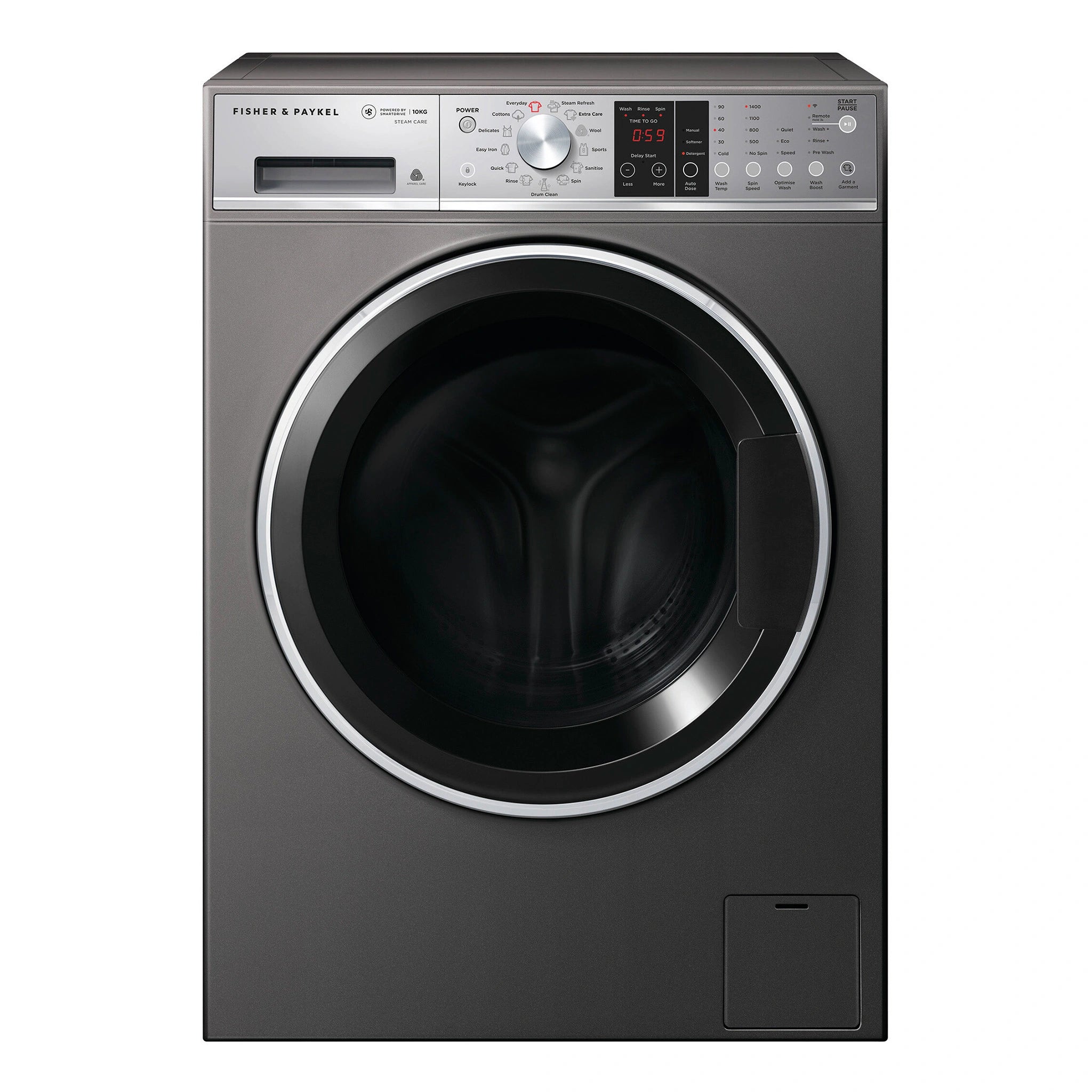 Fisher & Paykel 10kg Series 9 Front Loader Washer WH1060SG1, Front View