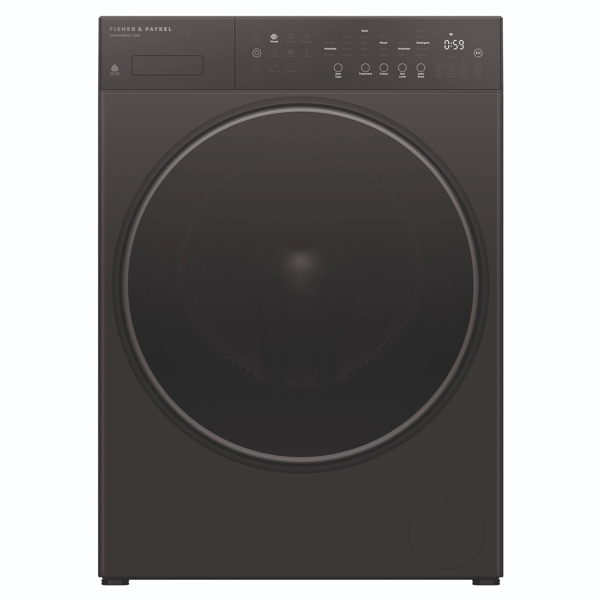 Fisher & Paykel 12Kg Series 5 Contemporary Front Loader Washer WH1260PG5, Front View