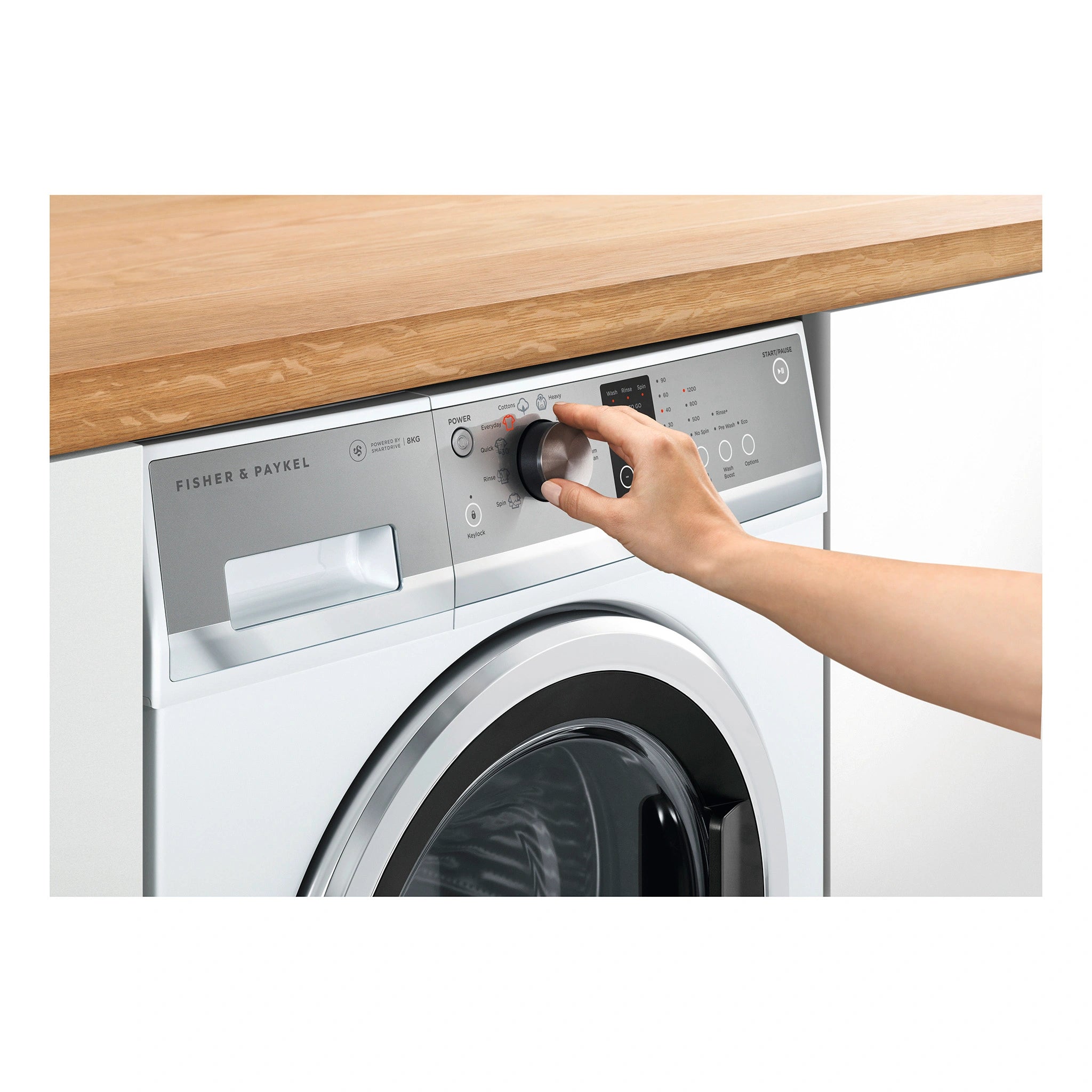 Fisher & Paykel 8kg Series 3 Front Loader Washer WH8060J3, Control Panel View