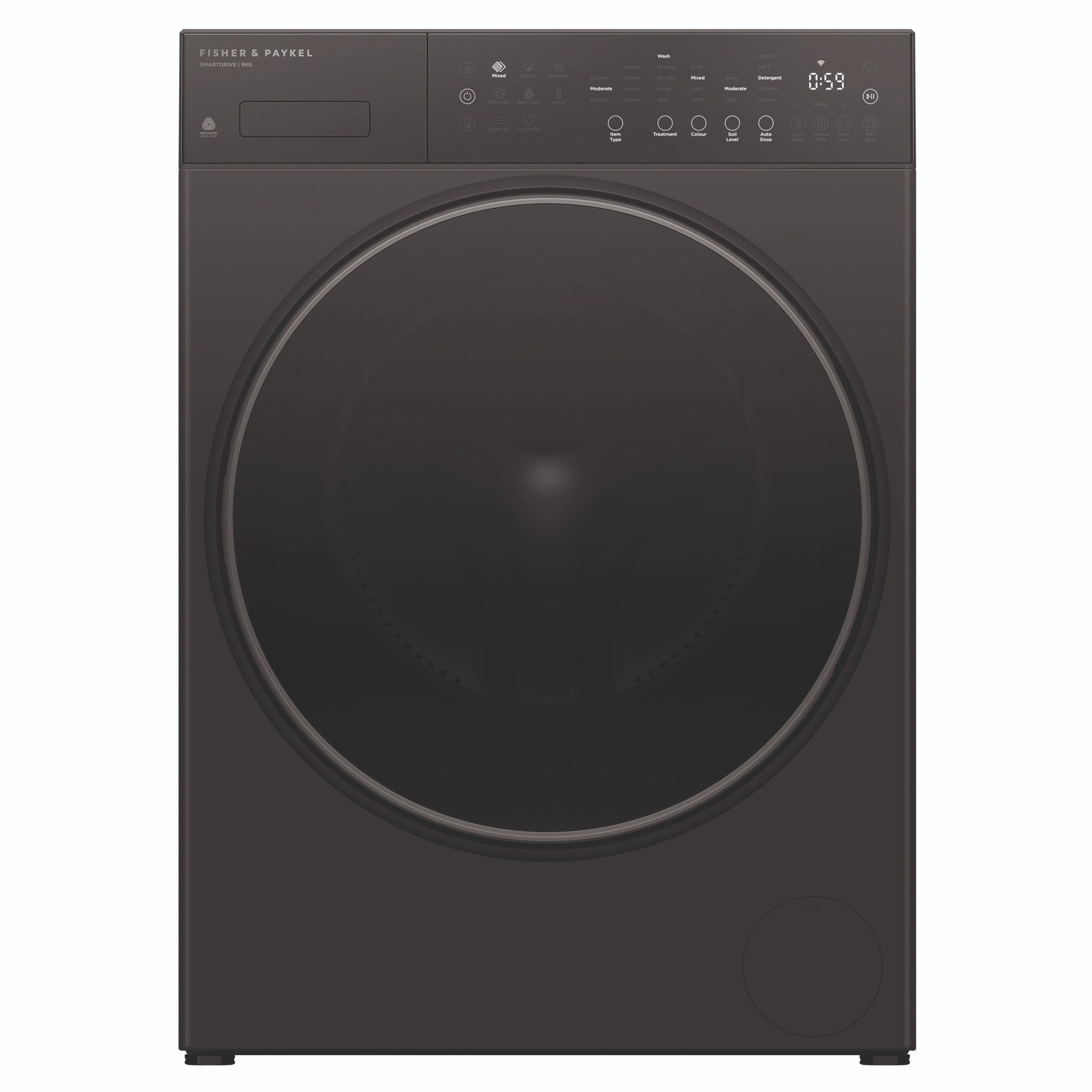Fisher & Paykel 9Kg Series 5 Contemporary Front Loader Washer WH9060PG5, Front View
