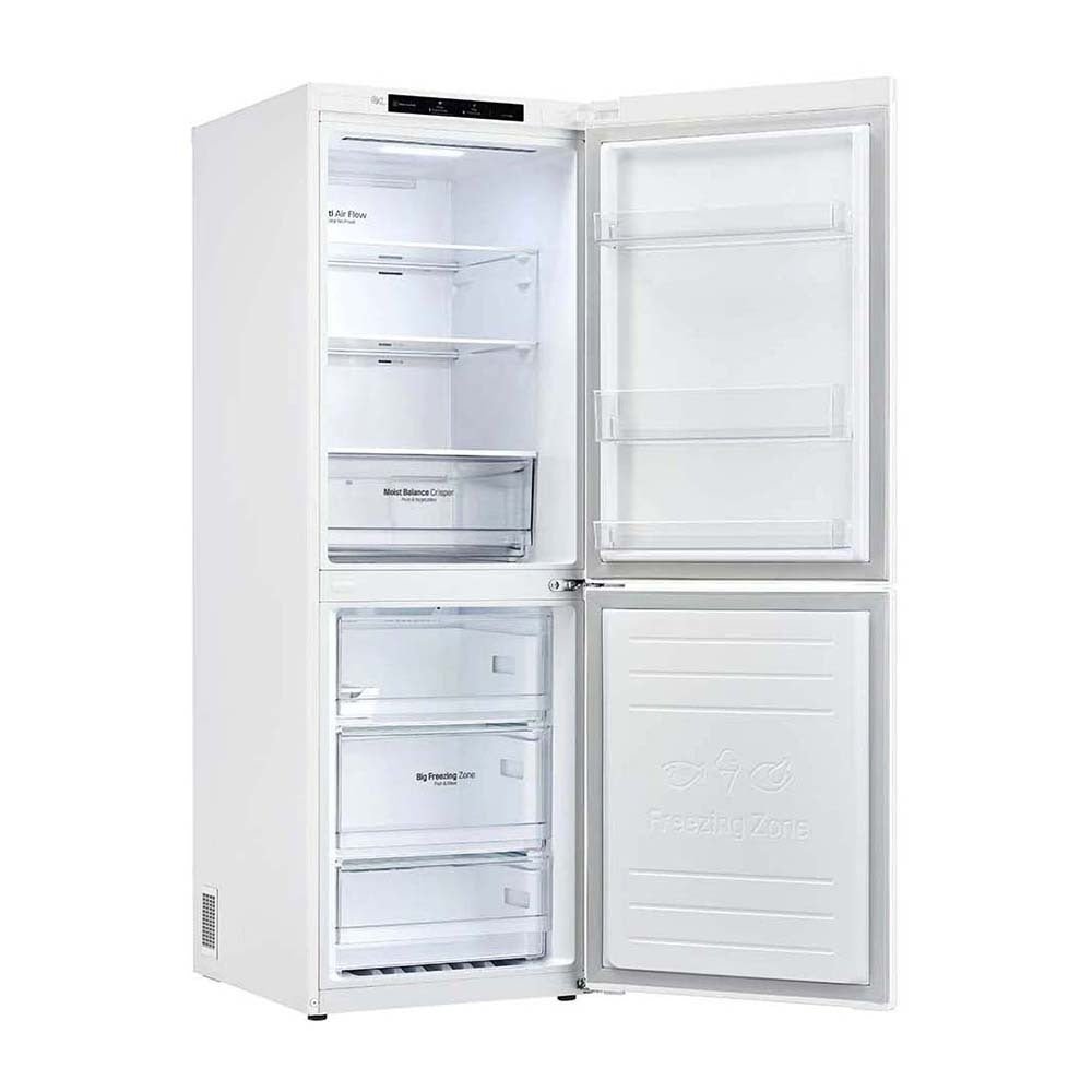 LG 306L Bottom Mount Fridge White GB-335WL, Front right view with both doors open