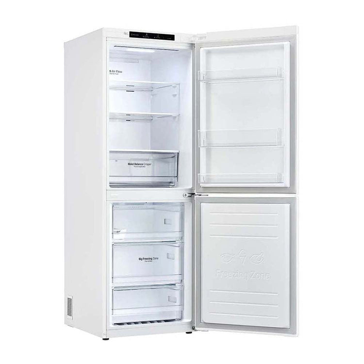 LG 306L Bottom Mount Fridge White GB-335WL, Front right view with both doors open