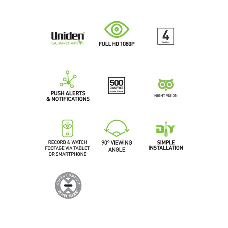 Uniden GDVR10440 Guardian DVR Security System with FHD 1080P Technology - 4 cameras