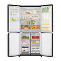 LG 506L French Door Fridge Matte Black Steel GF-L570MBNL, Front view with open doors, a view full of groceries, food and bottles