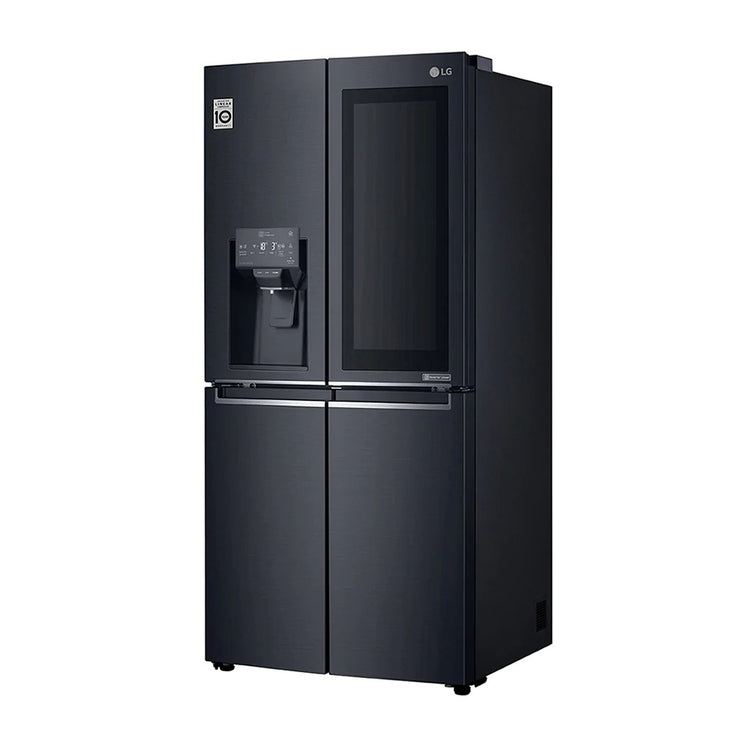 LG 508L InstaView French Door Fridge Matte Black Steel GF-V570MBL, Front left view 