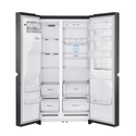 LG 665L Side By Side Fridge Black Stainless Steel GS-D665BSL, Front view with open doors