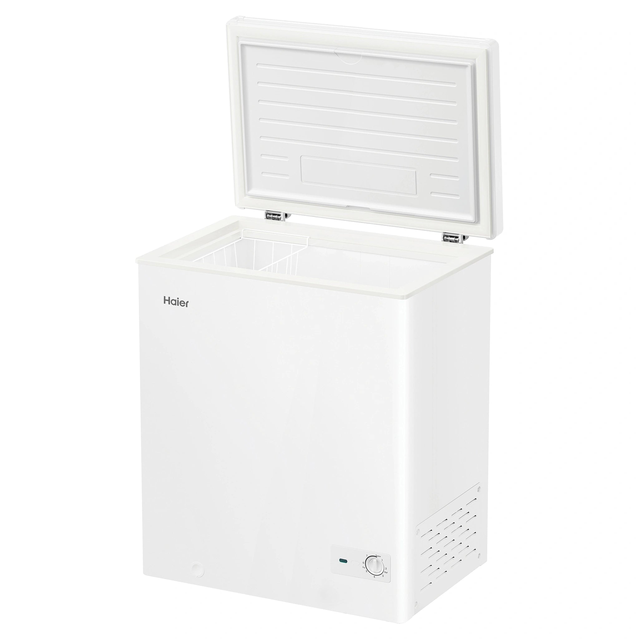 Haier 194L White Hybrid Chest Freezer HCF194W, Left Angle Open Door View