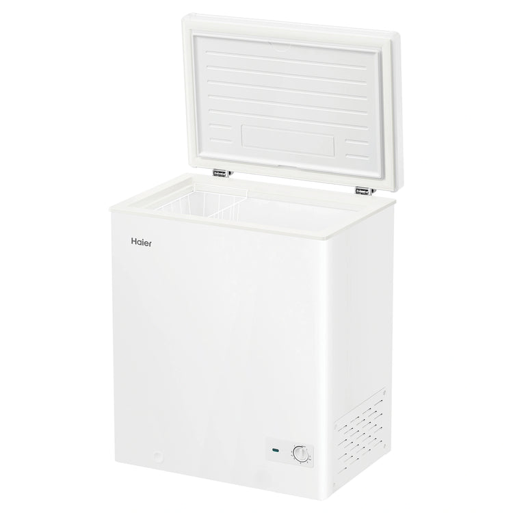 Haier 194L White Hybrid Chest Freezer HCF194W, Left Angle Open Door View