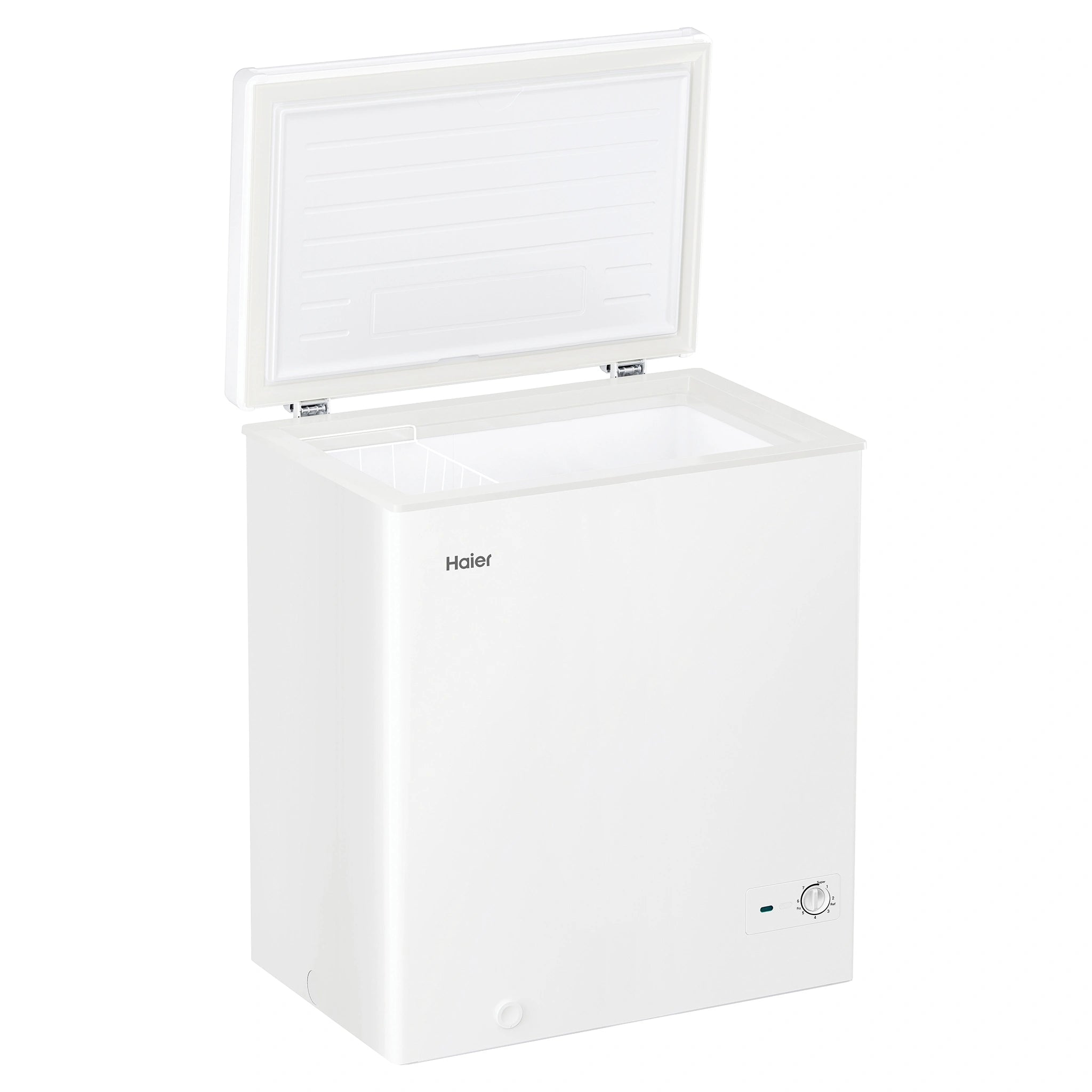 Haier 194L White Hybrid Chest Freezer HCF194W, Right Angle Open Door View