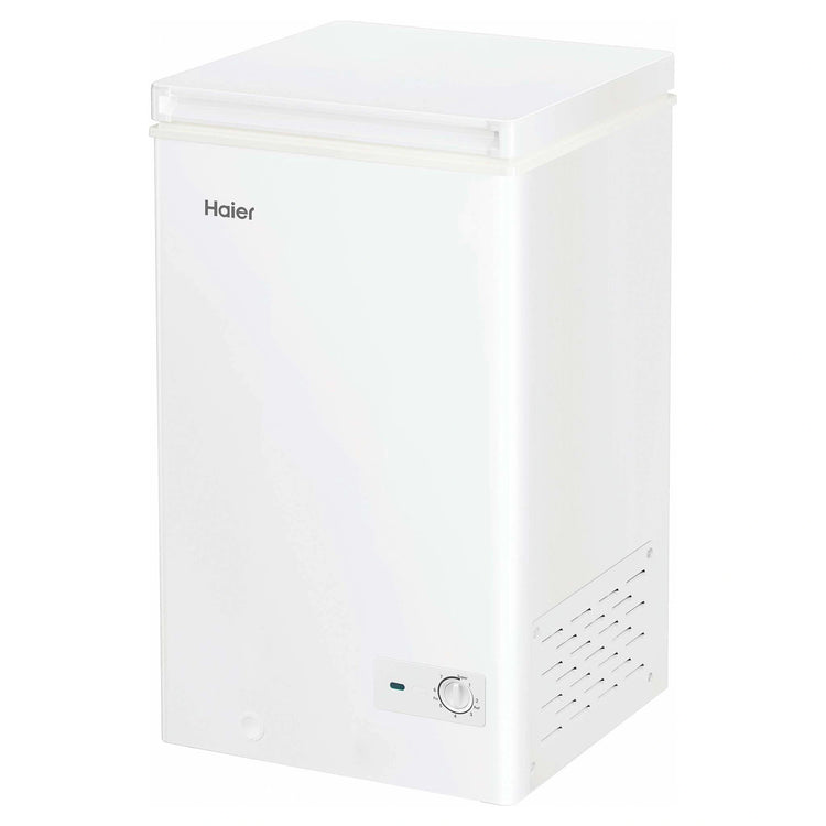 Haier 97L 300 Series White Hybrid Chest Freezer HCF97W, Close Door Left Angle View