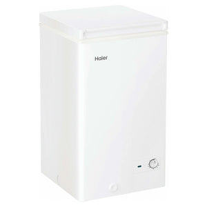 Haier 97L 300 Series White Hybrid Chest Freezer HCF97W, Close Door Right Angle View