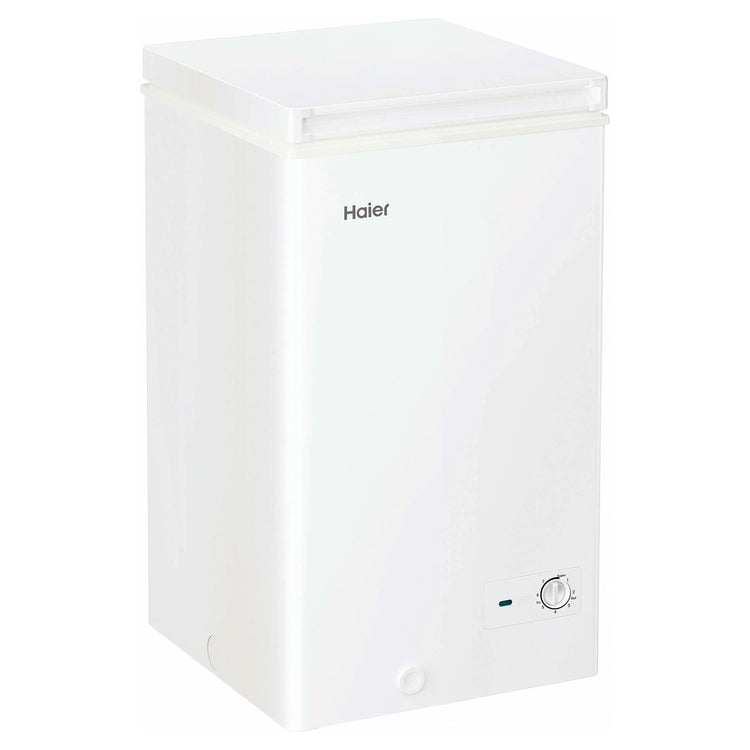 Haier 97L 300 Series White Hybrid Chest Freezer HCF97W, Close Door Right Angle View