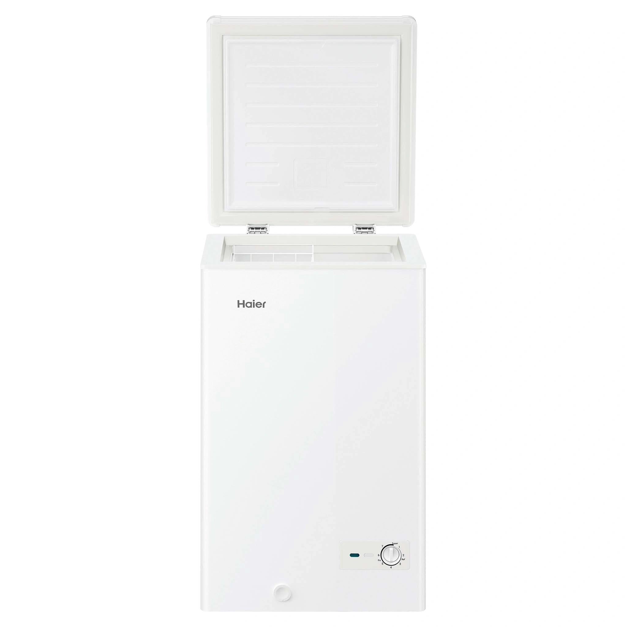 Haier 97L 300 Series White Hybrid Chest Freezer HCF97W, Open Door Front View