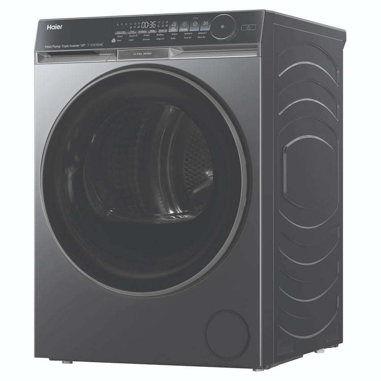 Haier 10kg 500 Series Dark Stainless Heat Pump Dryer Ultra Sense HDHP10DB1, Left Side View