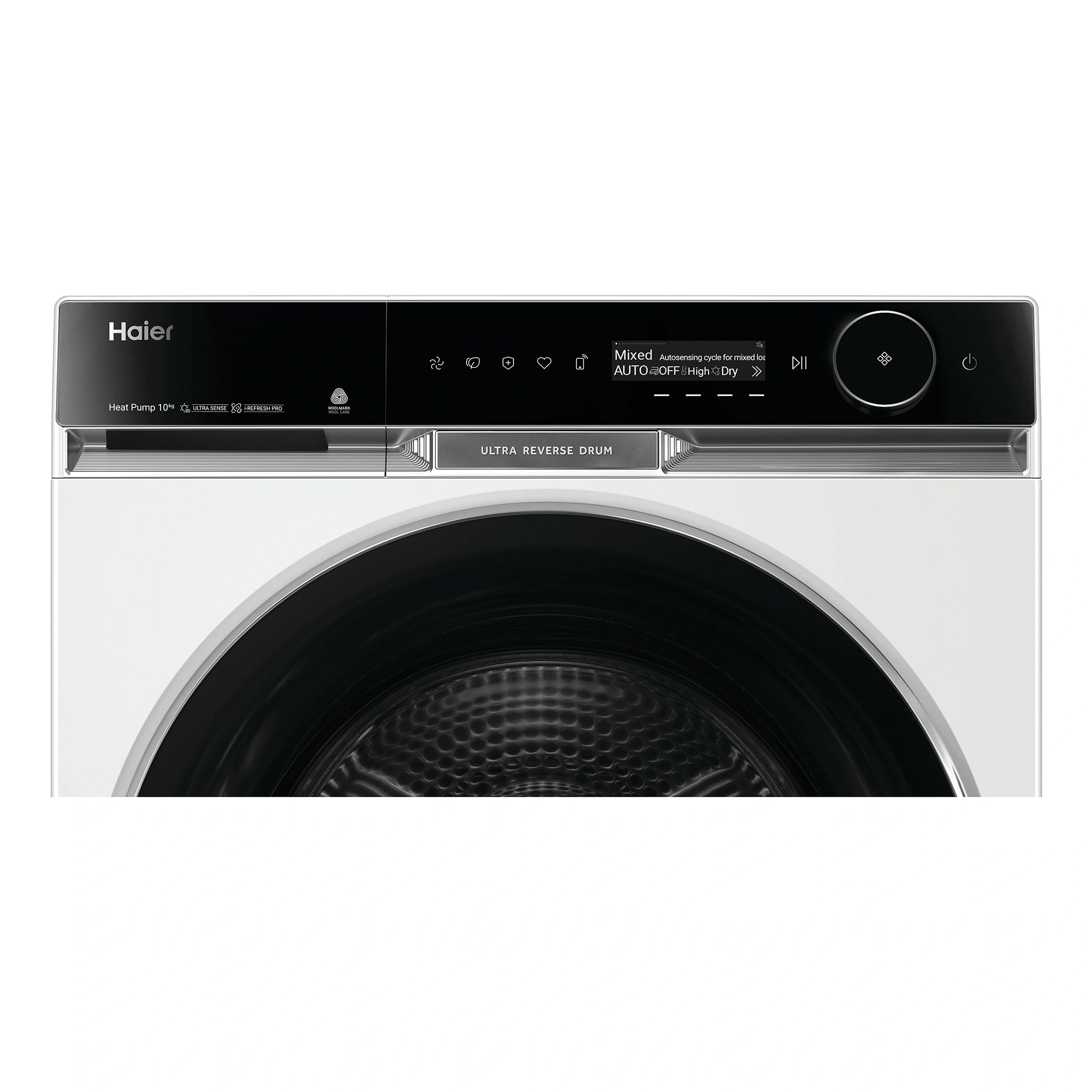 Haier 10 kg 600 Series Heat Pump Dryer Ultra Reverse Drum, Ultra Sense HDHP10PXW1, Control Panel View