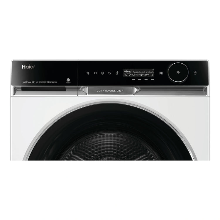 Haier 10 kg 600 Series Heat Pump Dryer Ultra Reverse Drum, Ultra Sense HDHP10PXW1, Control Panel View
