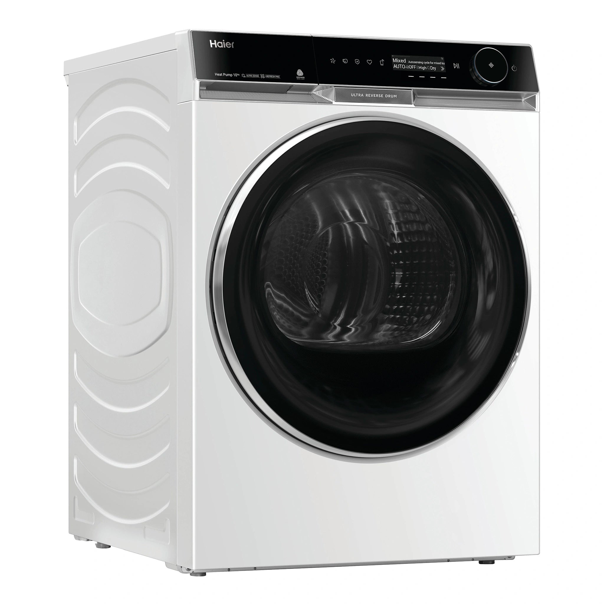 Haier 10 kg 600 Series Heat Pump Dryer Ultra Reverse Drum, Ultra Sense HDHP10PXW1, Left Side View