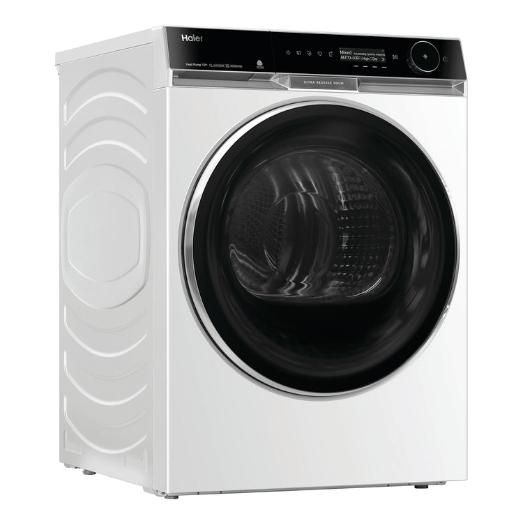 Haier 10 kg 600 Series Heat Pump Dryer Ultra Reverse Drum, Ultra Sense HDHP10PXW1, Left Side View