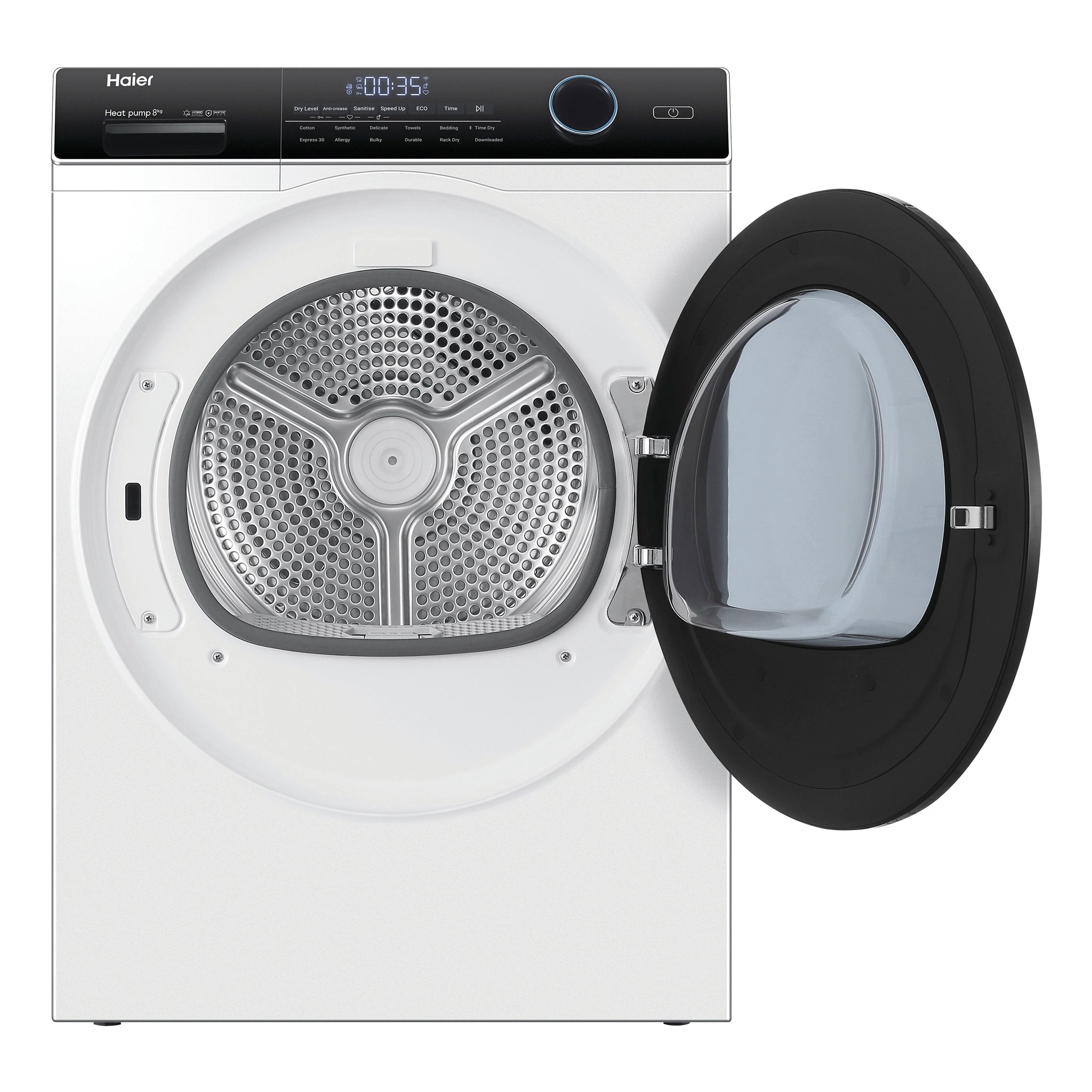 Haier 8 kg 500 Series Heat Pump Dryer HDHP80AN1, Front View With Door Open