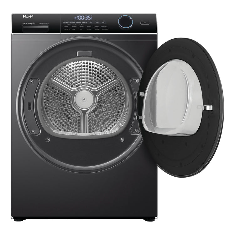 Haier 8kg Heat Pump Dryer HDHP80ANB1, Front View With Door Open 2
