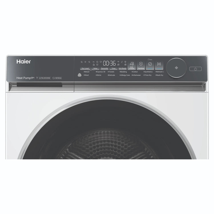 Haier 9kg 500 Series White Heat Pump Dryer HDHP90NW1, Control Panel View