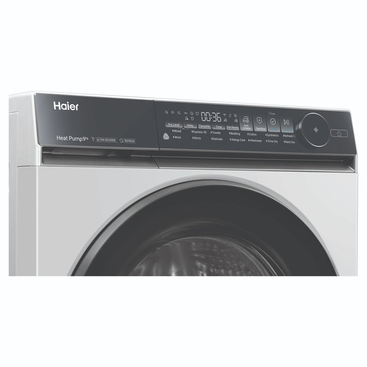 Haier 9kg 500 Series White Heat Pump Dryer HDHP90NW1, Control Panel View