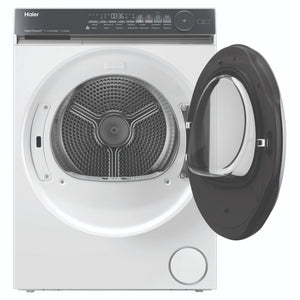 Haier 9kg 500 Series White Heat Pump Dryer HDHP90NW1, Front View with Door Open