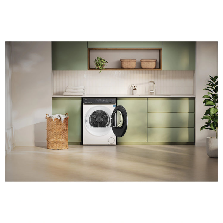 Haier 9kg 500 Series White Heat Pump Dryer HDHP90NW1, Lifestyle View