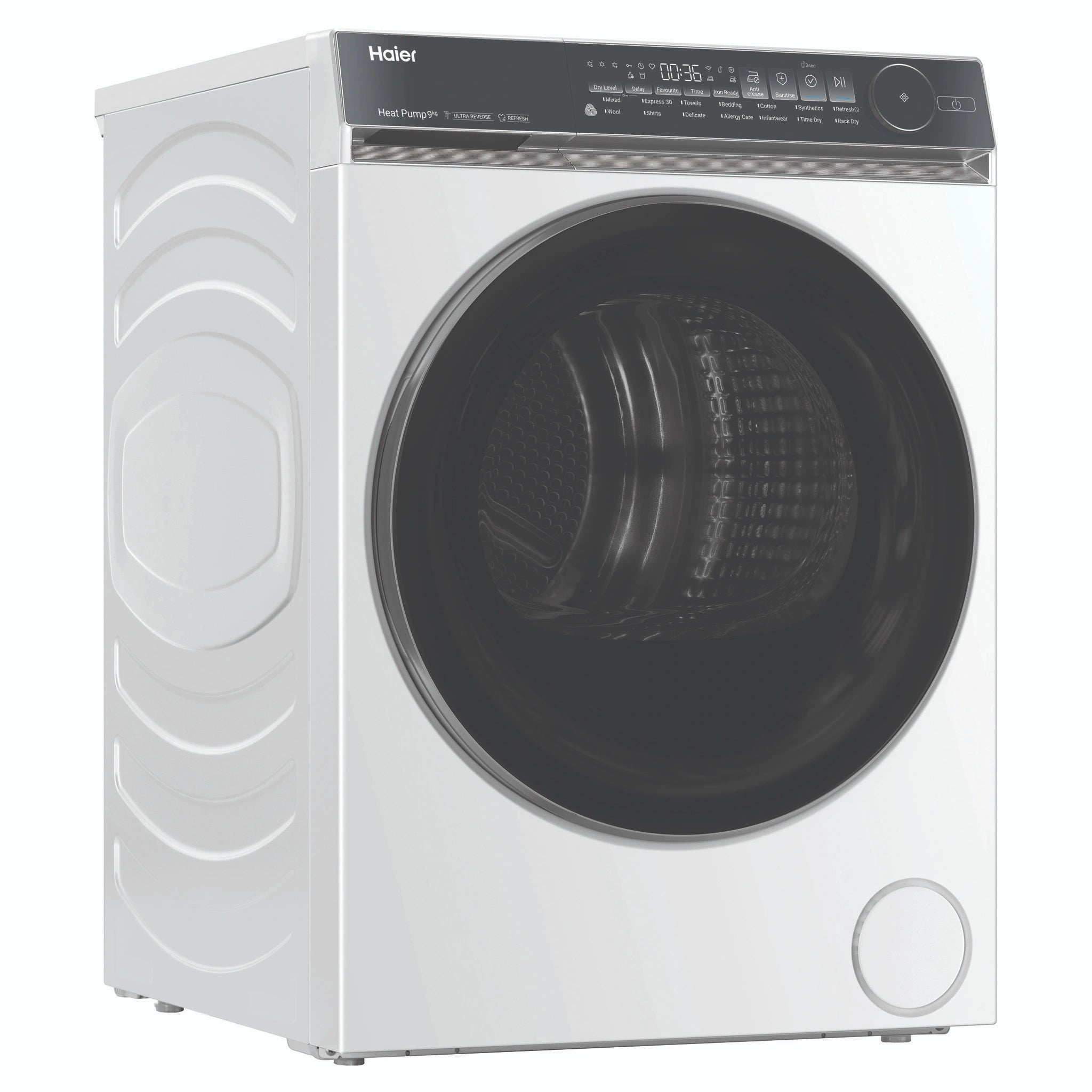 Haier 9kg 500 Series White Heat Pump Dryer HDHP90NW1, Right Side View