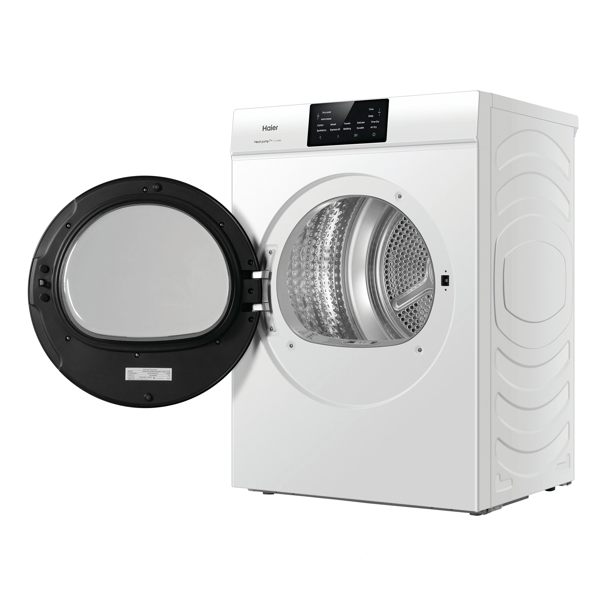 Haier 7 kg 300 Series Heat Pump Dryer HDHPS70LW1, Right Side View With Door Open