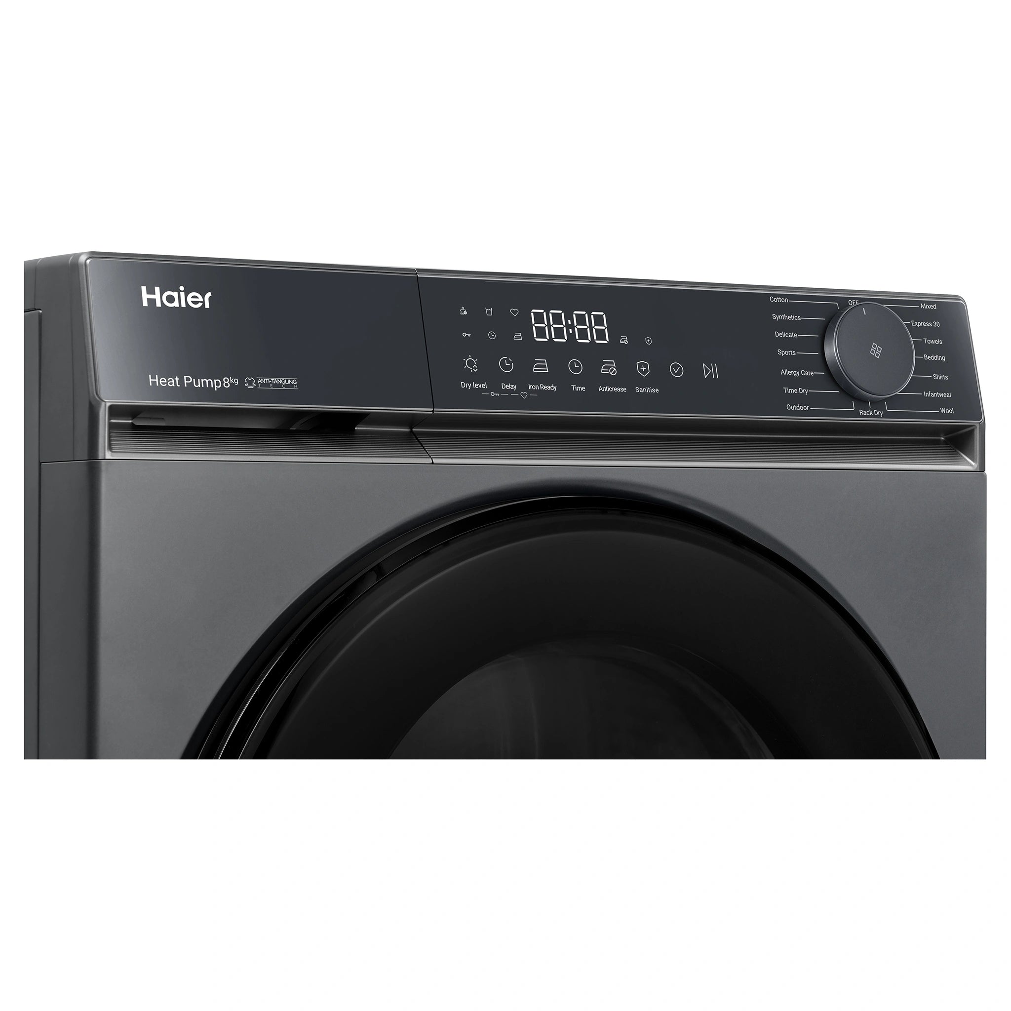 Haier 8kg 300 Series Dark Stainless Heat Pump Dryer HDHPS80KB1 Left Side View