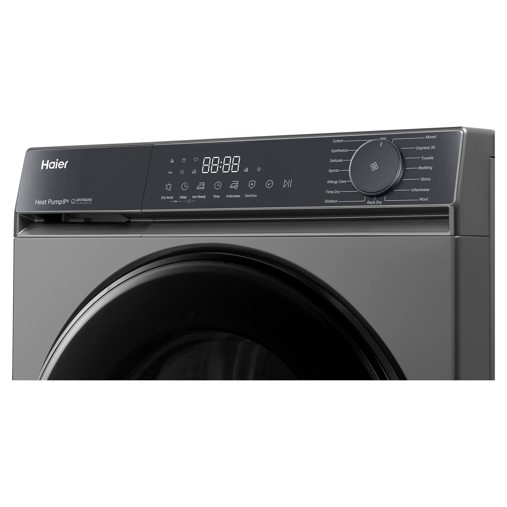 Haier 8kg 300 Series Dark Stainless Heat Pump Dryer HDHPS80KB1 Right Side View