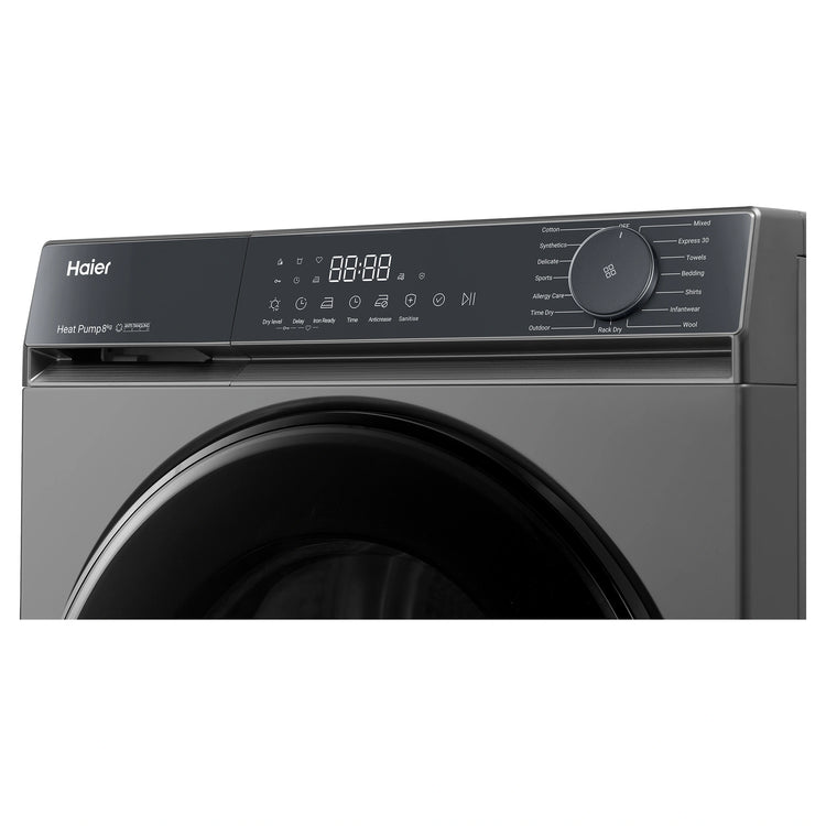 Haier 8kg 300 Series Dark Stainless Heat Pump Dryer HDHPS80KB1 Right Side View