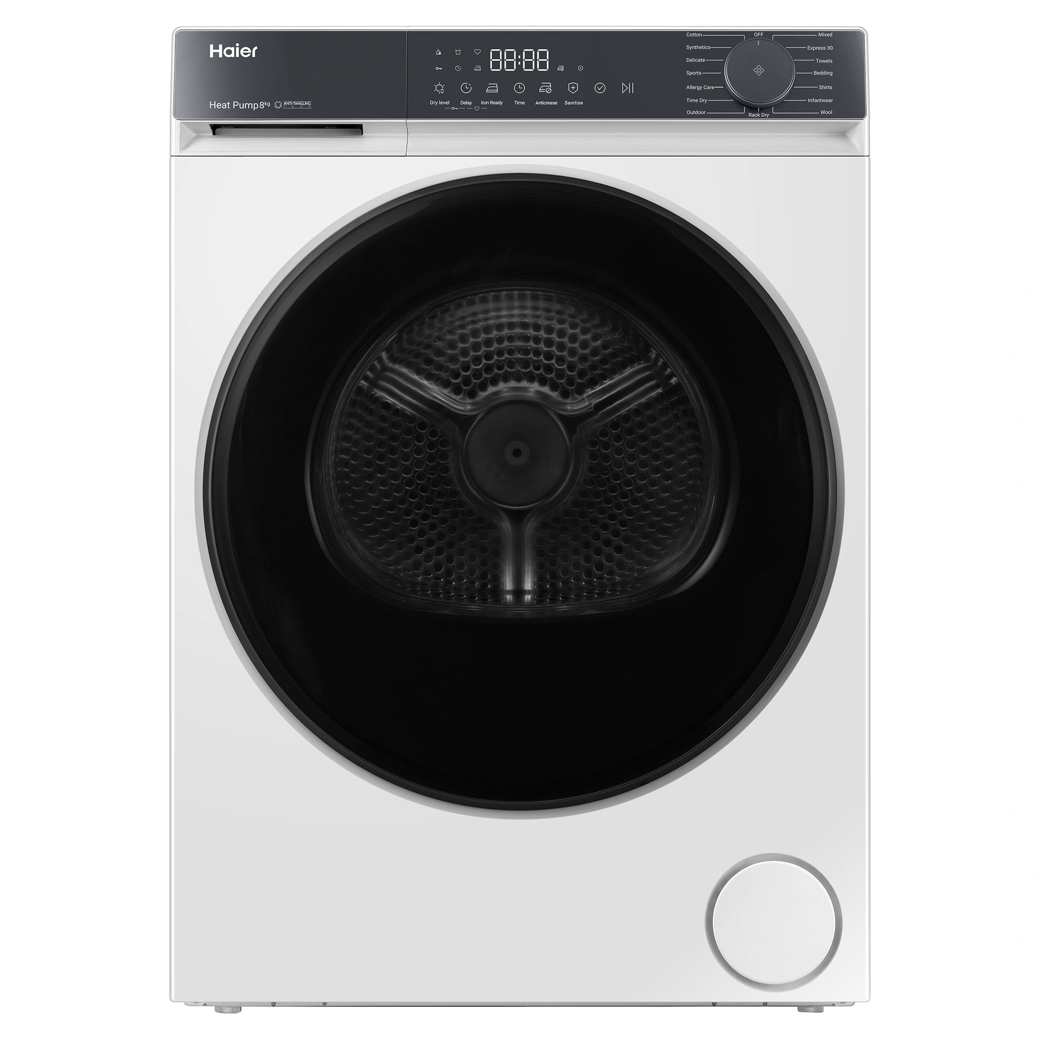 Haier 8kg 300 Series White Heat Pump Dryer HDHPS80KW1, Front View