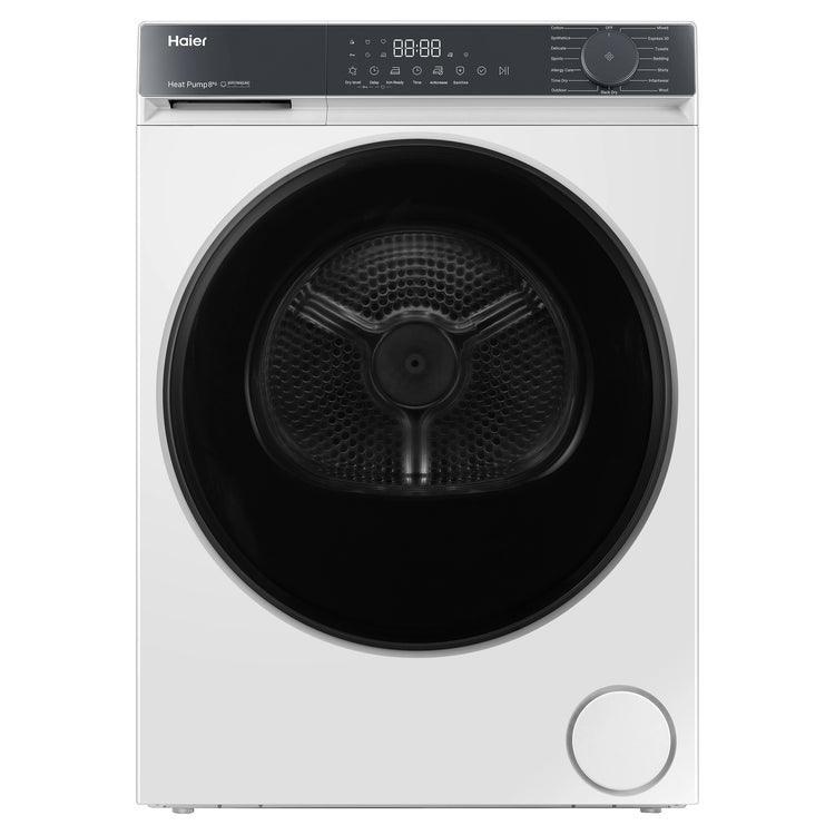 Haier 8kg 300 Series White Heat Pump Dryer HDHPS80KW1, Front View