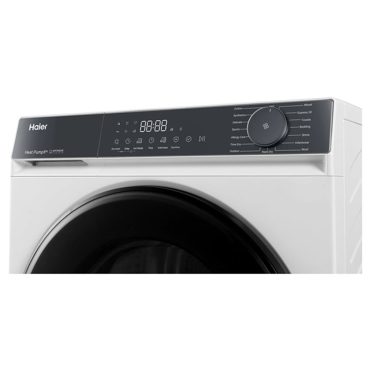Haier 8kg 300 Series White Heat Pump Dryer HDHPS80KW1, Right Panel View