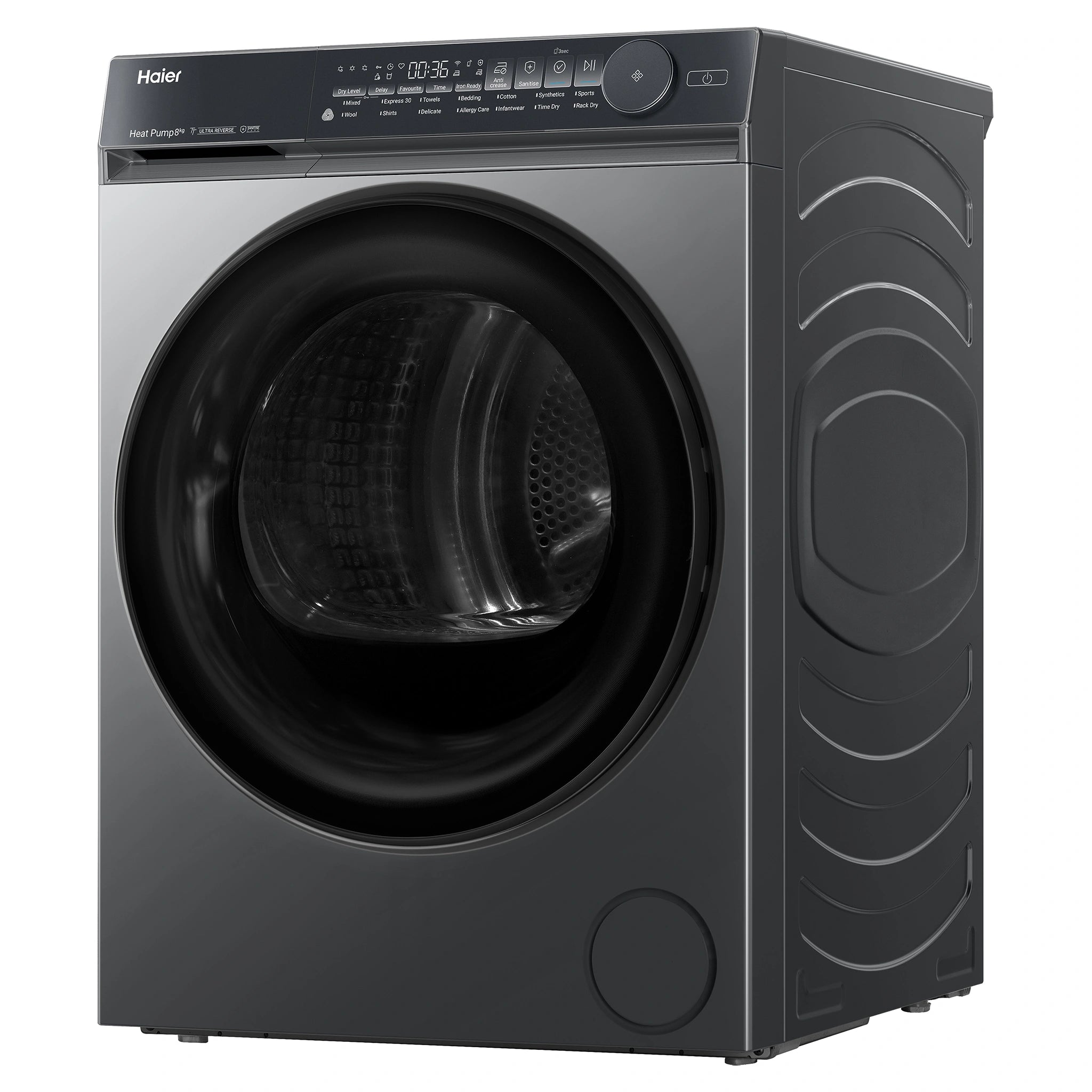 Haier 8kg 500 Black Series Heat Pump Dryer HDHPS80NB1, Right Side View
