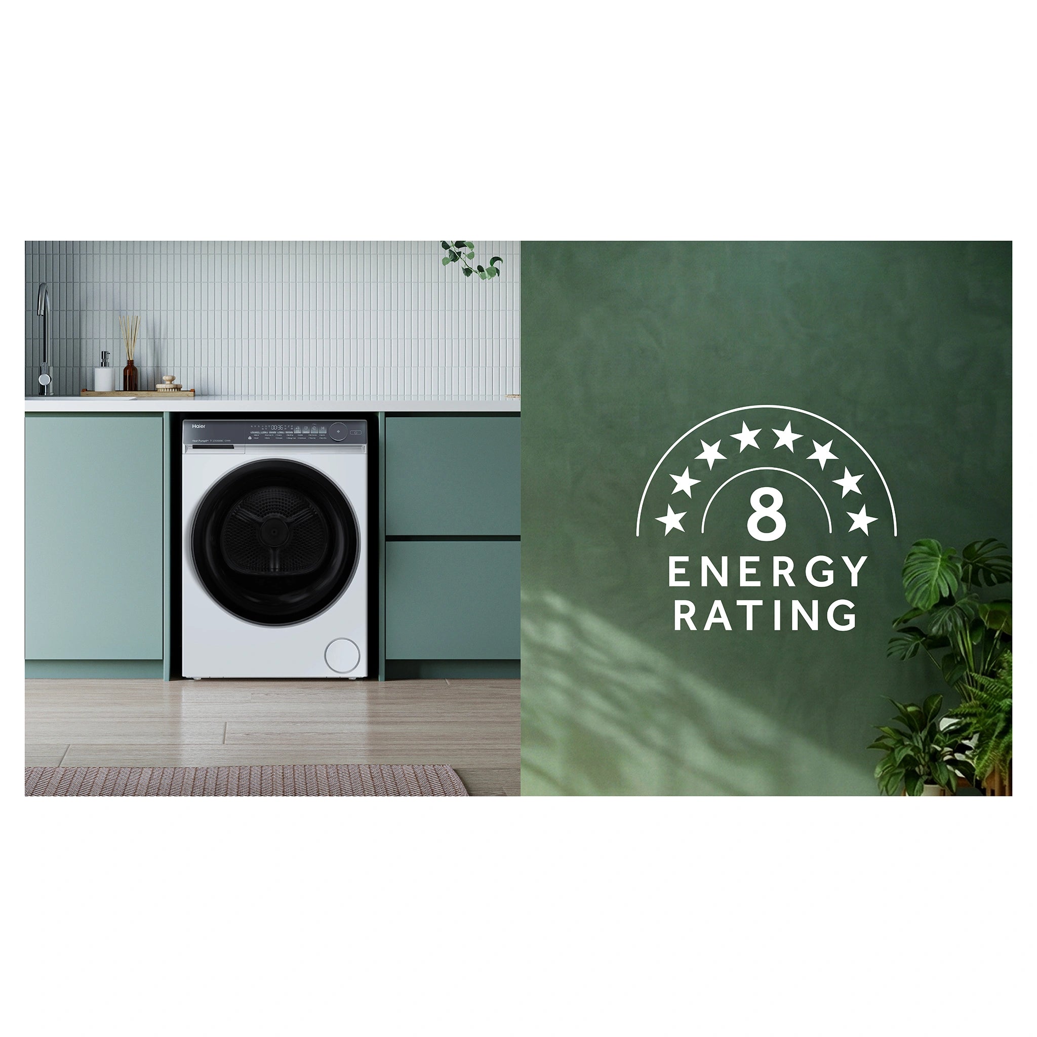 Haier 8kg 500 Series White Heat Pump Dryer HDHPS80NW1, Energy Rating Feature